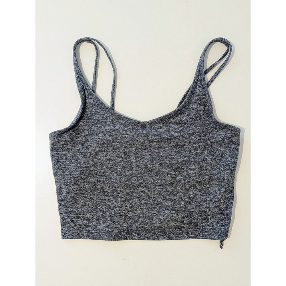 Vuori Halo Performance Crop Tank Heather Charcoal Grey Women Large VW1005 EUC